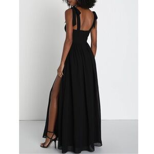 Lulus Radiant Charisma Black Chiffon Ruched Tie-Strap Maxi Dress 3X